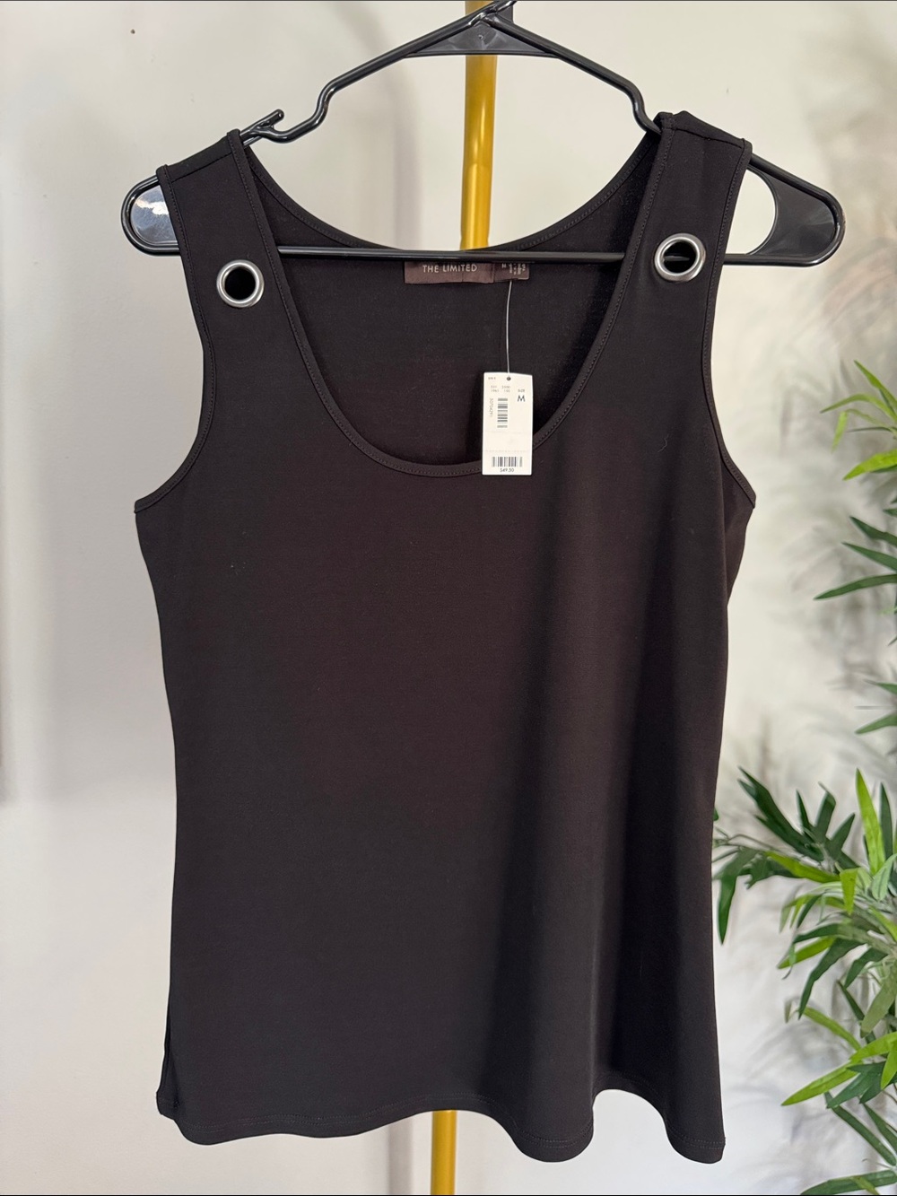 The Limited Black Tank Top with Metal Grommet Straps NWT M